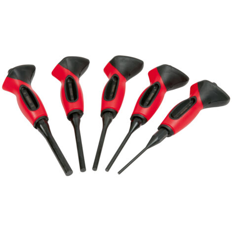 KS Tools - Jeu de chasses goupilles brunis avec poignée, 5 pcs - 156.0221