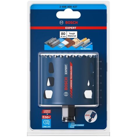 Bosch – Scie trépan carbure Ø80 mm pour bois, briques et métaux – Longueur 60 mm – Adaptateur Power Change Plus – 2608900437 (1/10)