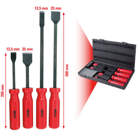 Coffret de 4 grattoirs emmanchés désaxés de 10° (1/5)