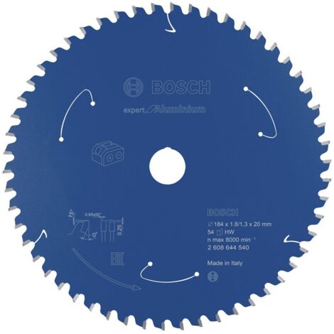 Lame de scie circulaire Bosch Expert for Aluminium pour scies circulaires portatives sans fil 184 x 1,8 / 1,3 x 20 54 dents - 2608644540