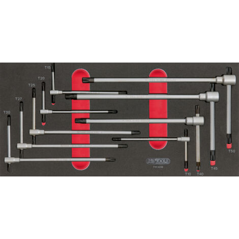 Ks Tools – Module de clés mâles TORX à poignée en T 9 pièces – Ergonomique pour un meilleur levier – Pour serrage et desserrage de vis TORX
