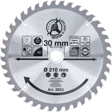 KRAFTMANN 3953 LAME DE SCIE CIRCULAIRE EN MÉTAL DUR Ø 210 X 30 X 2,6 MM 40 DENTS (1/3)