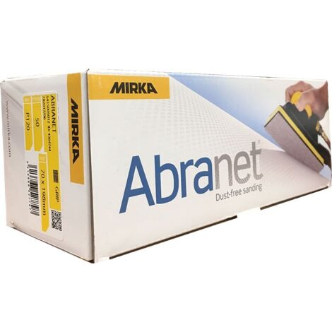 Mirka – Boîte de 50 coupes abrasives auto-agrippantes 70 x 198 mm – Grain 80 – Pour ponçage net sur bois dur et matériaux composites