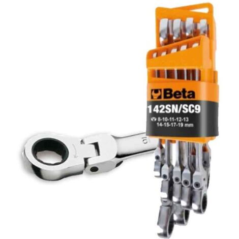Beta 142SN/SC9 Serie di 9 Chiavi combinate a cricchetto snodate - 001420259