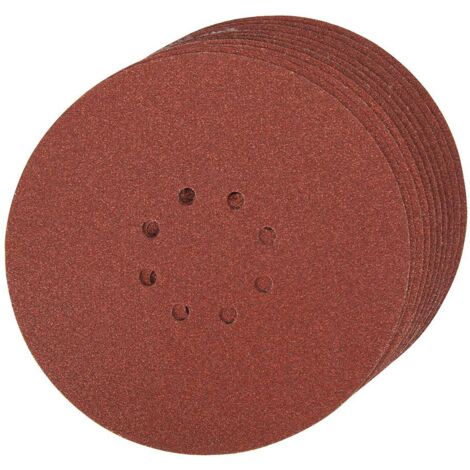 Silverline – Lot de 10 disques abrasifs auto-agrippants perforés 225 mm – Grain 60 pour ponçage bois et métal – Évacuation optimale de la poussière