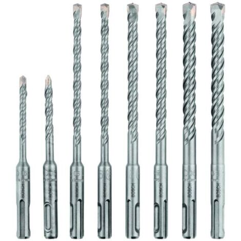 Bosch – Forets marteau SDS plus pour béton – Lot de 8 pièces – Diamètres 5-10 mm – Longueurs de travail 50-100 mm – Pointe Activteq pour coupe précise