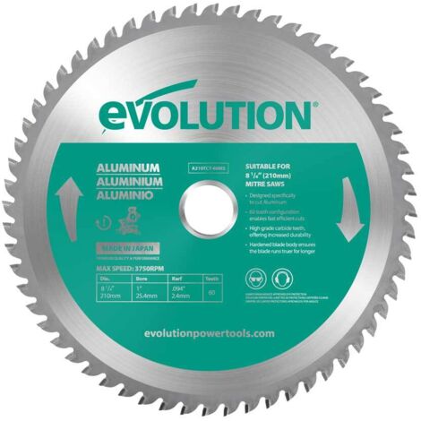 Lame de scie à onglet Evolution 210 mm 60 dents TCT pour aluminium (1/2)