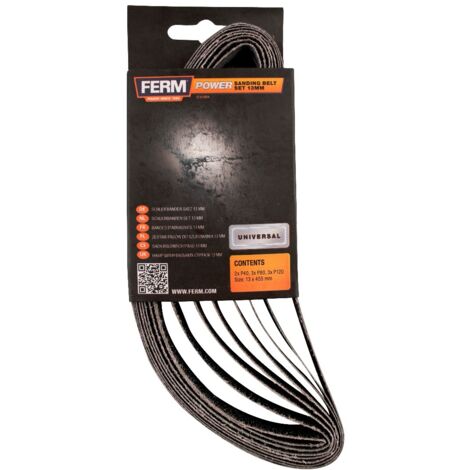 Bande abrasive de ponceuse 13mm EFA1004 – Lot de 8 bandes – Grains P40/P80/P120 – Pour meuleuse à bande FERM EFM1001 (1/6)