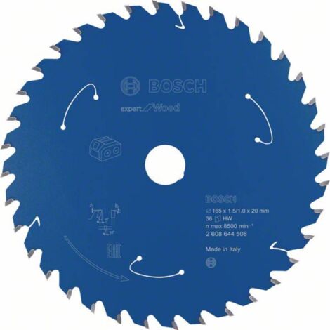 Lame de scie circulaire Expert for Wood Bosch pour scies circulaires portatives sans fil 165 x 1,5 x 20 mm 36 - 2608644508