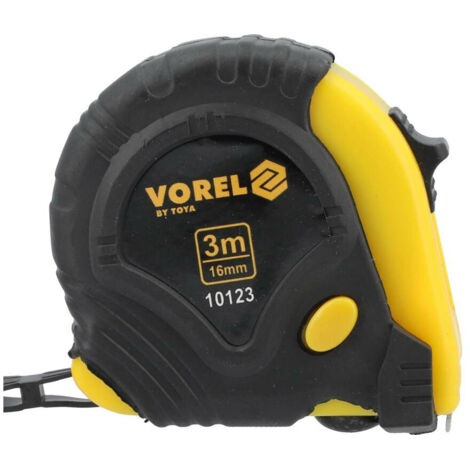 RUBAN À MESURER VOREL ENROULÉ AVEC REVÊTEMENT EN CAOUTCHOUC 3 m x 16 mm