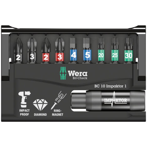Kit embouts WERA impacteur 10 pcs, pour visseuse a percussion (1/5)