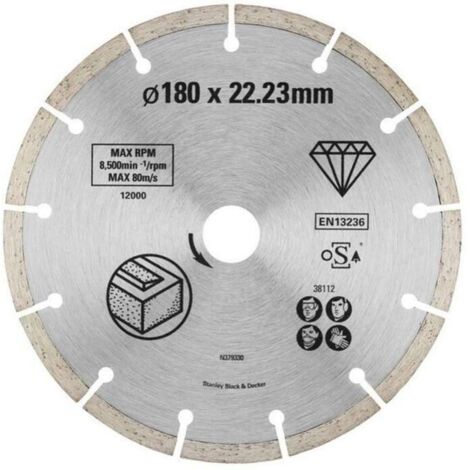 Stanley – Disque diamant segmenté 125mm – Pour béton et brique – Alésage 22,23mm – Durabilité accrue pour usage intensif - STA38107-XJ (1/3)