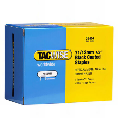 Boîte de 20000 agrafes galvanisées de type 71 L. 12 mm Noir - TA-0290 - Tacwise (1/2)