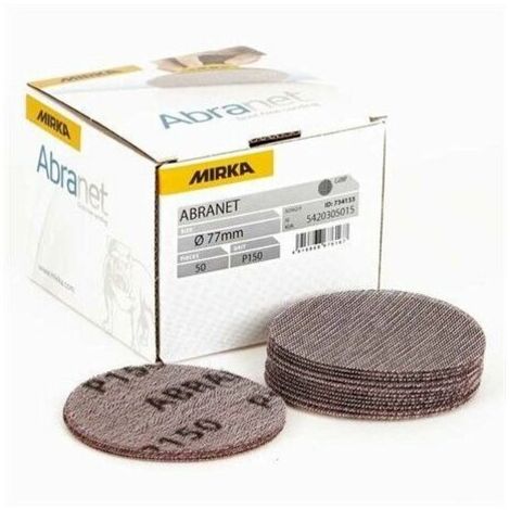 Boîte 50 disques abrasifs auto-agrippants Abranet Ø 77 mm MIRKA Grain: 80