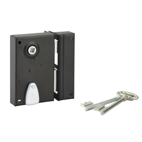 Thirard – Serrure verticale en applique à clé à fouillot pour portail – Axe 40mm – Dimensions 70x110mm – 2 clés – Pêne réversible en acier
