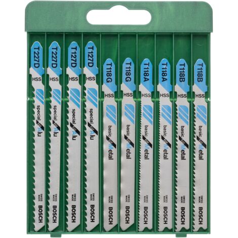Bosch Coffret 10 Lames scie sauteuse Emm. en T , Métal