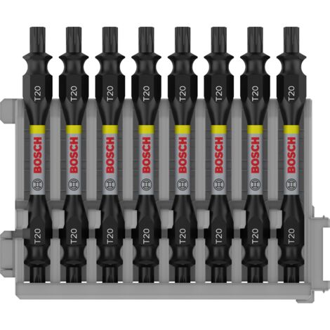 Bosch – Embout de vissage T20 65 mm – Lot de 8 pièces – Acier modifié S2 – Pour visseuses à choc – Zone de torsion spéciale - 2608522339
