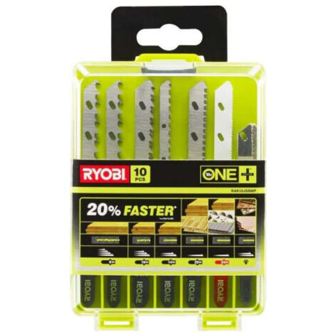 RYOBI Coffret de 10 lames pour scie sauteuse One+ bois - métal plastique granite carrelage RAK10JSBMP (1/4)