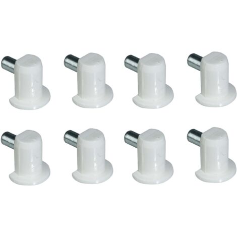 Cyclingcolors – Lot de 8 taquets blancs pour support de plateau en verre ou bois – Tenon 5 mm – Pour meubles, étagères et armoires
