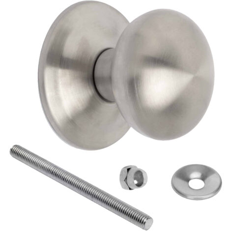 Emuca Bouton de porte d'entrée, Modèle Bowler, Ø70mm poignée pour porte d'entrée, Acier inoxydable, Nickel satiné (1/4)