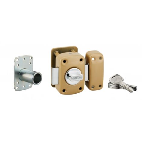 Thirard – Verrou à bouton Transit 2 A2P pour porte d'entrée – Cylindre 45mm en acier – 4 clés réversibles en laiton nickelé – Protection contre le perçage (1/5)