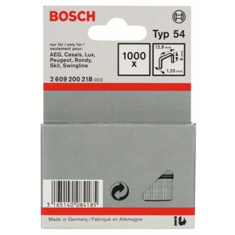 Agrafe à fil plat type 54 Bosch, 12,9 x 1,25 x 6 mm -2609200218
