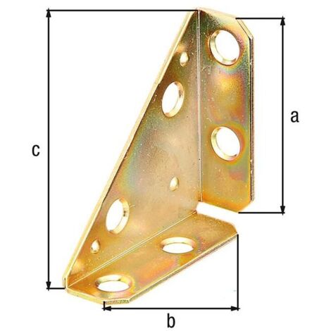 FP – Équerre de fixation en acier brut galvanisé jaune – Longueur 50mm – 6 trous pour fixation – Résistante à la corrosion (1/5)