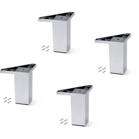 Emuca Lot de 4 pieds pour meuble Alumix 1, hauteur 100mm, Plastique, Gris métallisé
