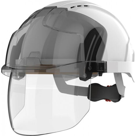 FP – Casque de travail EVO VISTAshield – Norme EPI – Protection anti-chocs – Écran crémaillère ventilé – Isolation électrique jusqu'à 1000V
