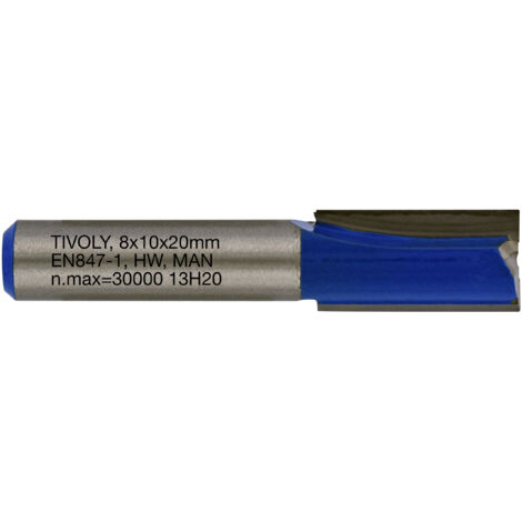Tivoly • Fraise de Défonceuse à Rainurer Droit • Ø10mm • 2 Lames en Carbure • Tige Ø8mm • Pour Travail du Bois