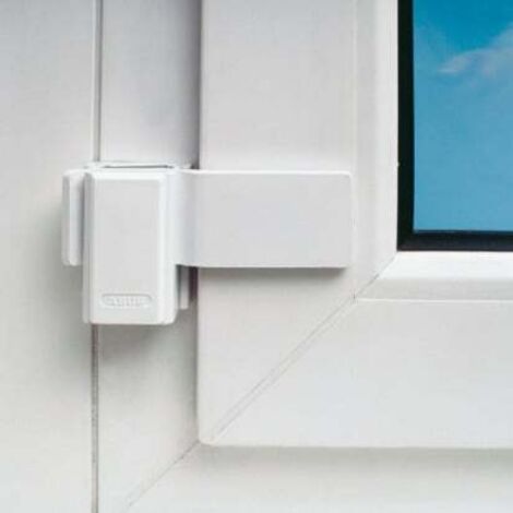 Abus – Verrou de fenêtre blanc sans perçage – Acier massif blindé – Ancrage du pêne sans clé – Compatible aluminium, PVC, bois