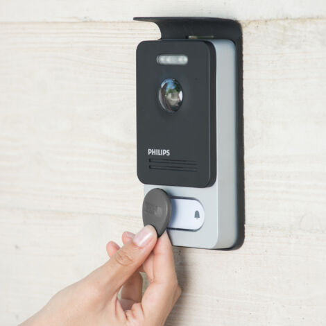 Philips – Interphone vidéo 2 fils extérieur – Protection anti-pluie en aluminium – Contrôle d'accès RFID – Grand angle de vue 130° (1/7)