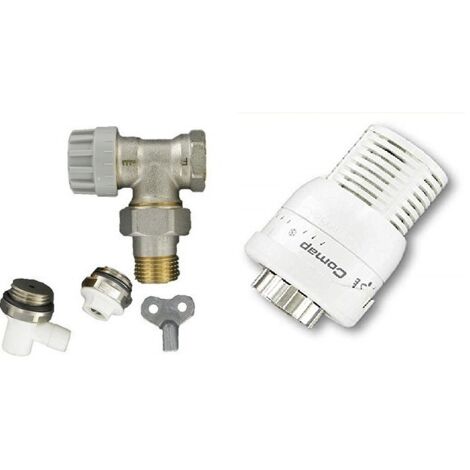 Comap – Robinet thermostatique pour radiateur M28 – Équerre 1/2' (15x21) – Tête Senso 1 – Pression max 10 bar – S630682