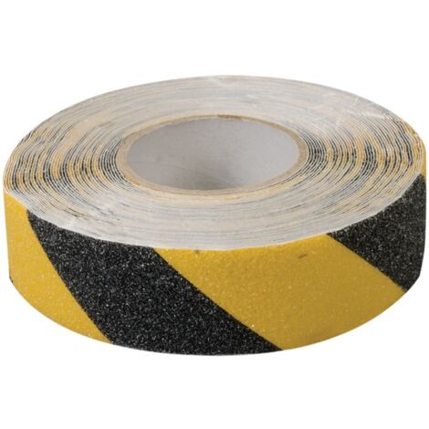 Ruban antidérapant 50 mm x 18 m – Support PVC noir et jaune – Grains anti-dérapants pour sécurité accrue – Pour escaliers et rampes – Fixman