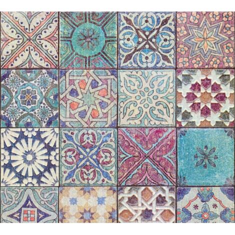 A.S. Creations – Papier peint carreaux de ciment vintage – Tapisserie intissée embossée – Dimensions 10,05 x 0,53 m – Pour cuisine et chambre