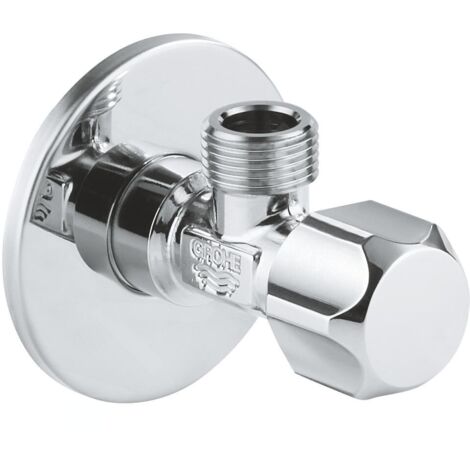 Grohe – Vanne équerre d'arrêt 1/2 pouce – Laiton avec chambre à graisse et double joint torique – Système d'arrêt automatique – 22032000