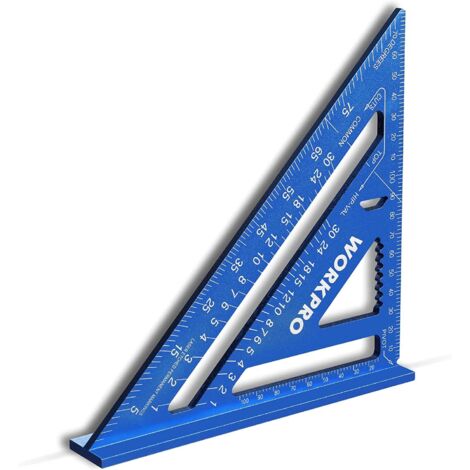 Workpro – Équerre de charpentier triangulaire 180 mm – Alliage d'aluminium – Mesure précise 45°/90° – Pour bois dur et teck – Conception multifonctionnelle