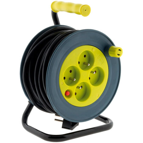 Enrouleur ménager 4x2P+T - 15m 3G1mm² - Jaune - Zenitech (1/3)
