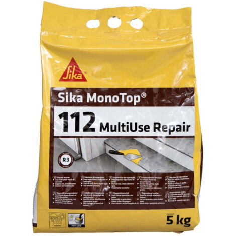 Sika – Mortier prêt à l'emploi 5kg – Pour réparations béton et resurfaçage – Adhérence sur béton, pierre, brique, acier – Aspect fini prêt à peindre