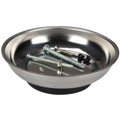 Perel – Coupelle magnétique 1386 10 cm – Acier inoxydable anti-rouille – Pour vis, clous et petits outils – Fixation sur établis et murs