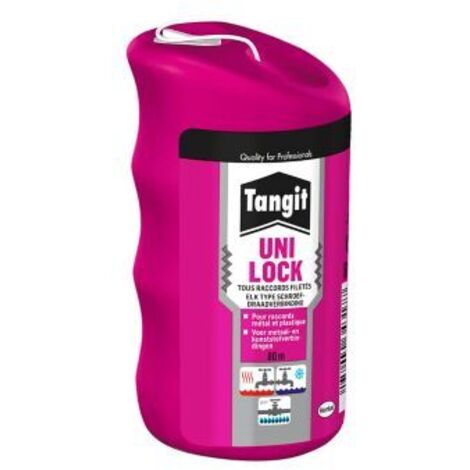Tangit Uni-Lock, Fil de nylon pour étanchéité des raccords filetés sur tuyaux en métal et en plastique, Fil d'étanchéité pour réseaux de gaz et eau, bobine de 80 m