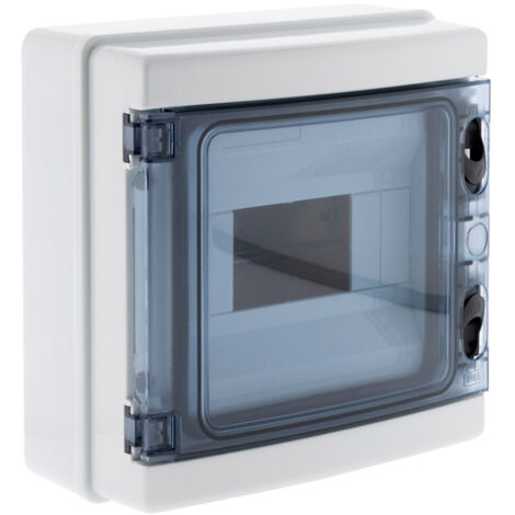 Zenitech – Coffret électrique étanche IP65 12 modules – Accessoires inclus : porte, rail din métal, bornier de terre – Pour ateliers et abris de jardin