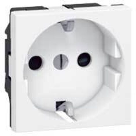 Legrand – Prise de courant 2P+T à puits germanique 4mm² – 2 modules avec bornes à vis – 16A 230V – Blanc RAL9003 – 77213 (1/5)