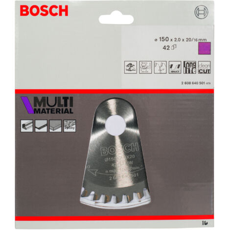 Lame de scie circulaire Bosch MultiMaterial 150x2,0x20 42Z - 2608640501