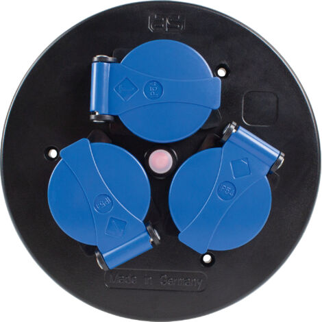3-fach-Steckdoseneinsatz mit Thermoschutzschalter blau IP44
