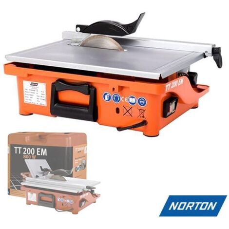 Norton – Scie de carrelage électrique 800W – Disque diamant 200mm – Vitesse 2950 tours/min – Profondeur de coupe 35mm à 90° (1/10)
