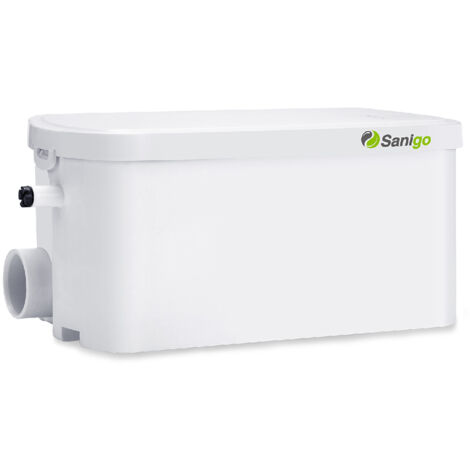 Sanigo – Pompe de douche silencieuse 30dB 250W – Évacuation eaux usées – 2 entrées 40mm – Installation facile dans espaces réduits