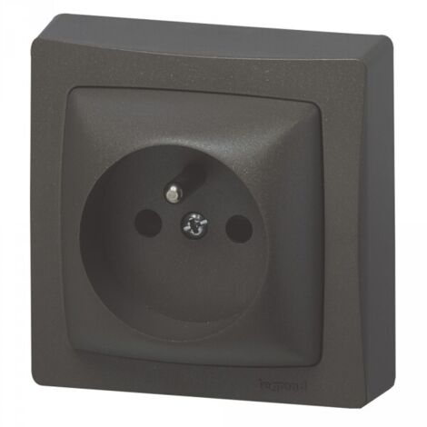Legrand – Prise de courant saillie avec terre – Bornes automatiques – Installation rapide sans boîte à encastrer – Protection enfants – Marron