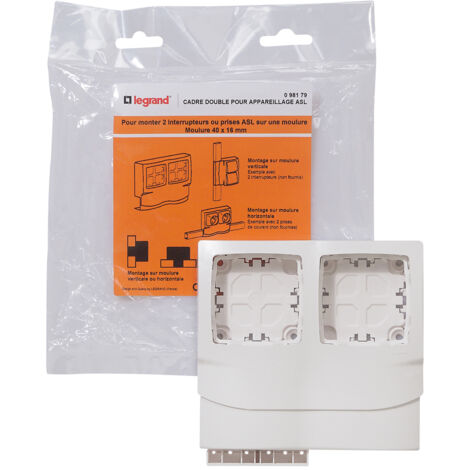 Legrand - Cadre double pour appareillage apparent - Pour moulures 16mm