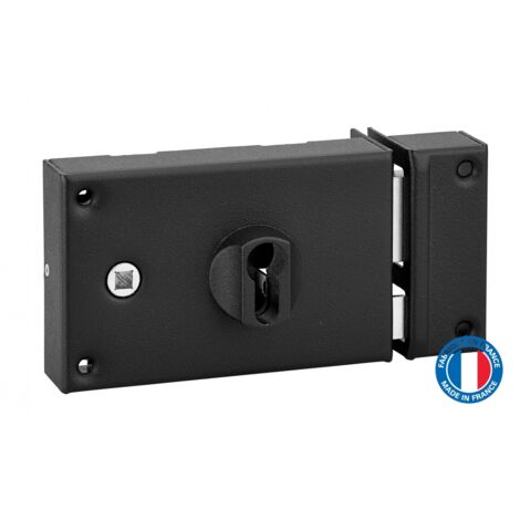Thirard – Serrure horizontale en applique double entrée à fouillot – Coffre 140x88mm – Axe 60mm – Finition époxy noir – Mécanisme 2 tours